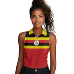 Uganda Flag Stylized Women Sleeveless Polo Shirt Jamhuri ya Uganda