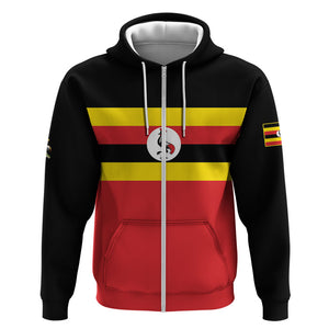 Uganda Flag Stylized Zip Hoodie Jamhuri ya Uganda