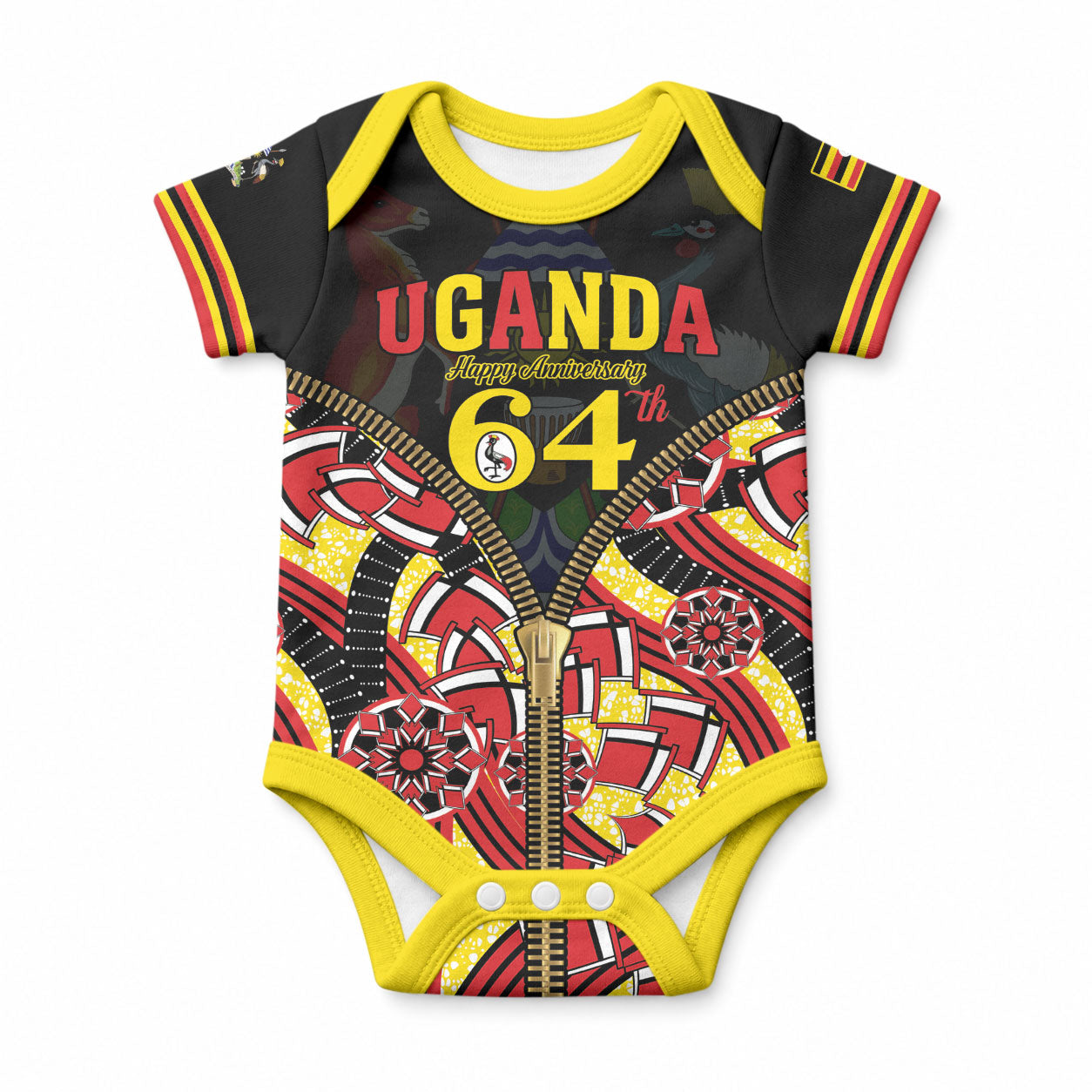 Personalised Uganda 64th Anniversary Baby Onesie Happy Independence Day