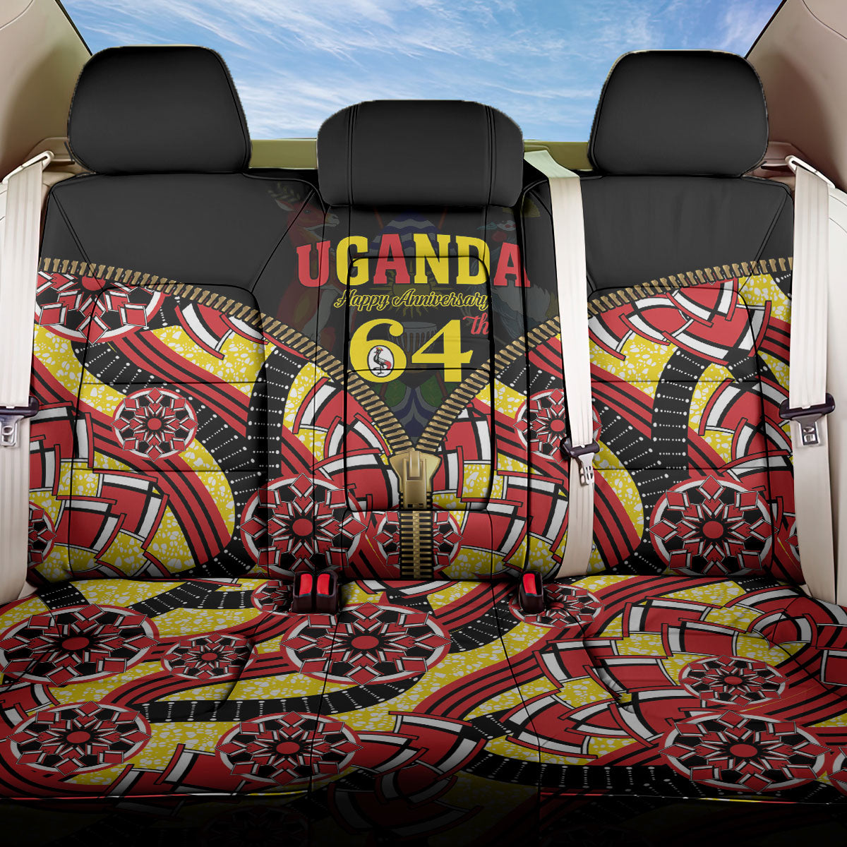 Uganda 64th Anniversary Back Car Seat Cover Happy Independence Day