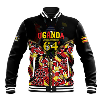 Personalised Uganda 64th Anniversary Baseball Jacket Happy Independence Day