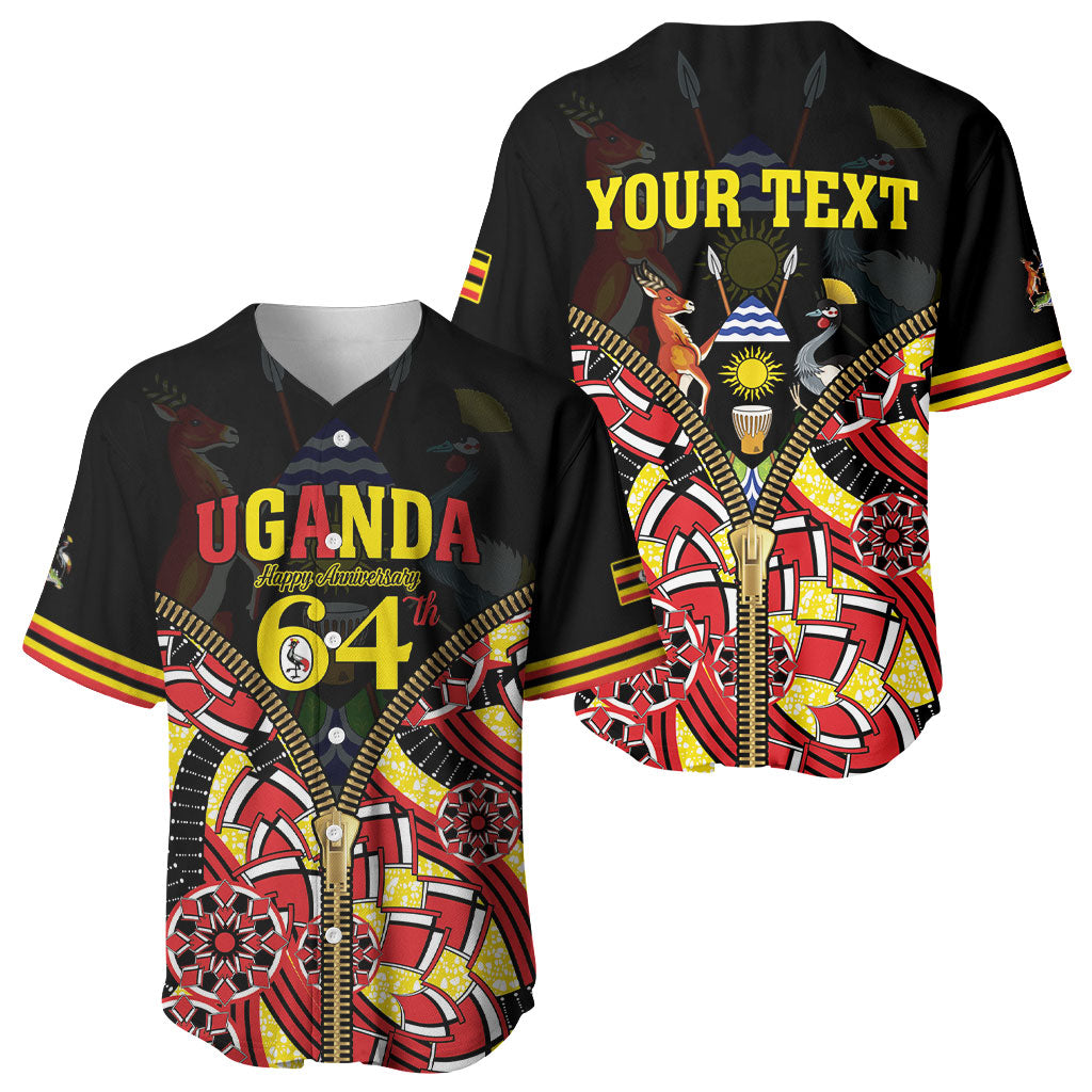 Personalised Uganda 64th Anniversary Baseball Jersey Happy Independence Day