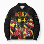 Personalised Uganda 64th Anniversary Bomber Puffer Jacket Happy Independence Day