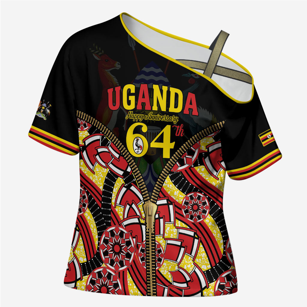 Personalised Uganda 64th Anniversary Cross Shoulder Shirt Happy Independence Day
