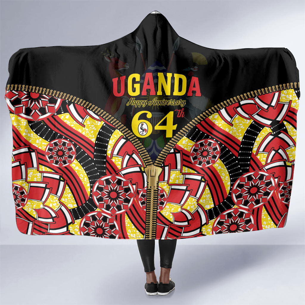 Uganda 64th Anniversary Hooded Blanket Happy Independence Day