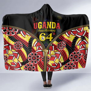 Uganda 64th Anniversary Hooded Blanket Happy Independence Day
