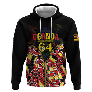 Personalised Uganda 64th Anniversary Hoodie Happy Independence Day