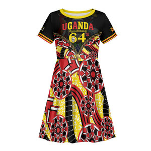 Personalised Uganda 64th Anniversary Kid Short Sleeve Dress Happy Independence Day