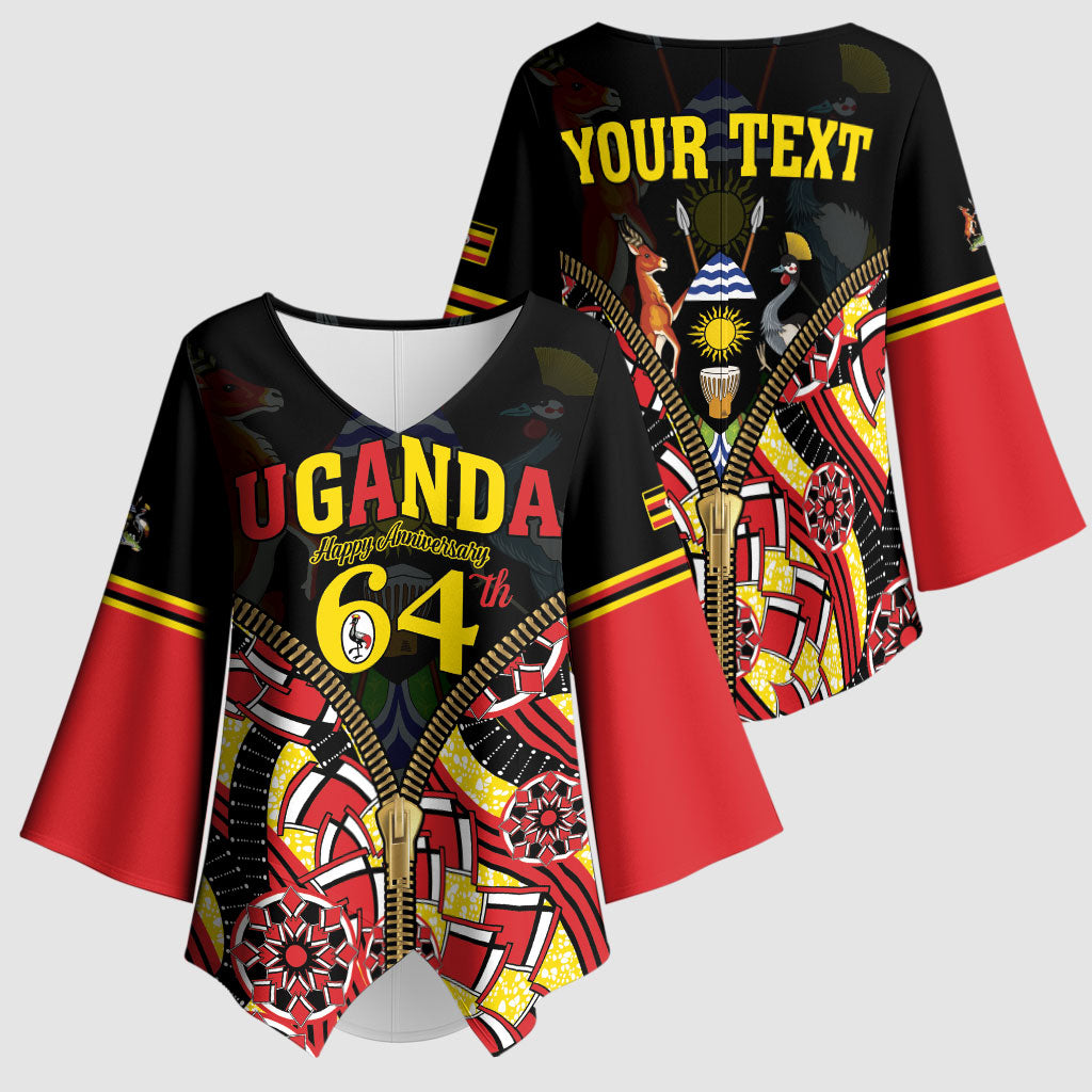 Personalised Uganda 64th Anniversary Kimono Sleeve Blouse Happy Independence Day