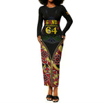 Personalised Uganda 64th Anniversary Long Sleeve Bodycon Dress Happy Independence Day
