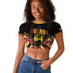 Personalised Uganda 64th Anniversary Raglan Cropped T shirt Happy Independence Day