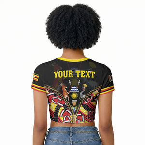 Personalised Uganda 64th Anniversary Raglan Cropped T shirt Happy Independence Day