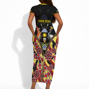 Personalised Uganda 64th Anniversary Short Sleeve Bodycon Dress Happy Independence Day