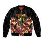 Personalised Uganda 64th Anniversary Sleeve Zip Bomber Jacket Happy Independence Day