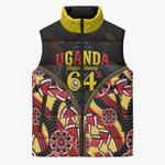 Personalised Uganda 64th Anniversary Sleeveless Puffer Jacket Happy Independence Day