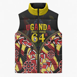Personalised Uganda 64th Anniversary Sleeveless Puffer Jacket Happy Independence Day