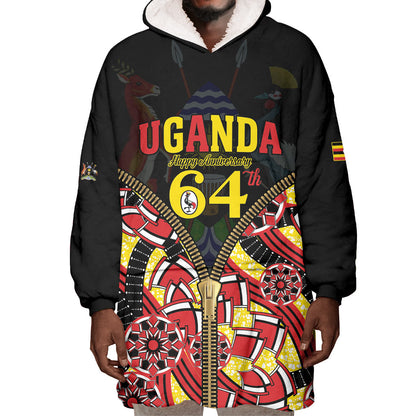 Personalised Uganda 64th Anniversary Wearable Blanket Hoodie Happy Independence Day