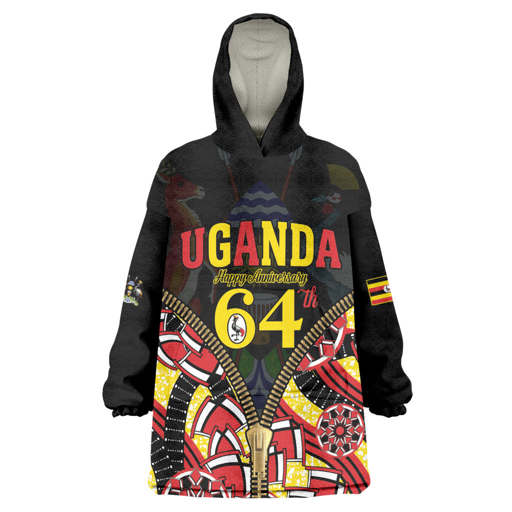 Personalised Uganda 64th Anniversary Wearable Blanket Hoodie Happy Independence Day
