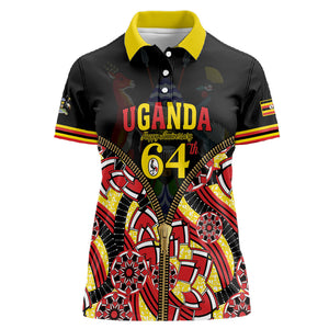Personalised Uganda 64th Anniversary Women Polo Shirt Happy Independence Day