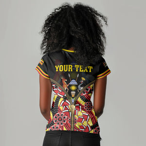 Personalised Uganda 64th Anniversary Women V-Neck T-Shirt Happy Independence Day