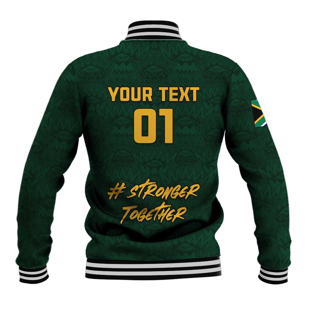 Custom South Africa Rugby Baseball Jacket - Stronger Together, Stronger Forever, Bokke World Cup LT01