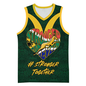 Custom South Africa Rugby Basketball Jersey - Stronger Together, Stronger Forever, Bokke World Cup - African Pride