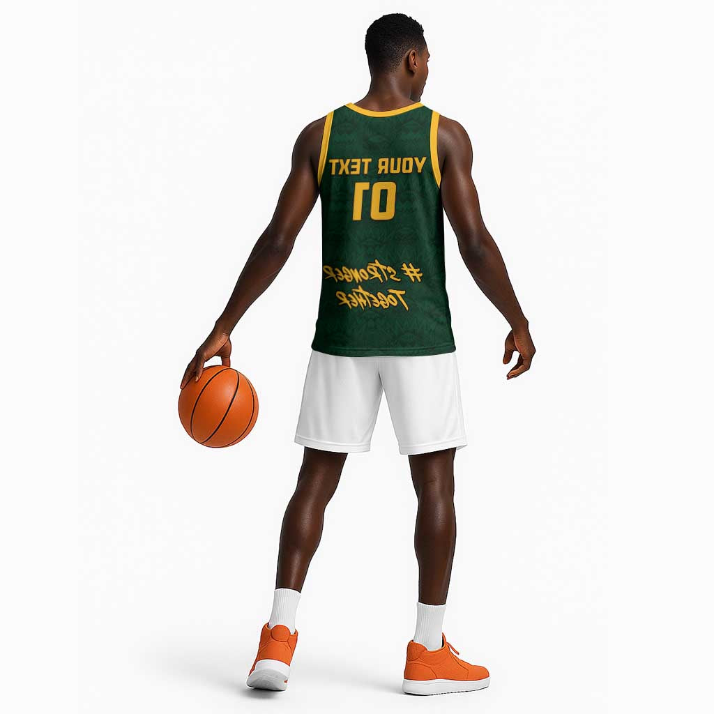 Custom South Africa Rugby Basketball Jersey - Stronger Together, Stronger Forever, Bokke World Cup - African Pride