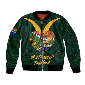 Custom South Africa Rugby Bomber Jacket - Stronger Together, Stronger Forever, Bokke World Cup