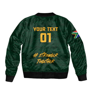 Custom South Africa Rugby Bomber Jacket - Stronger Together, Stronger Forever, Bokke World Cup