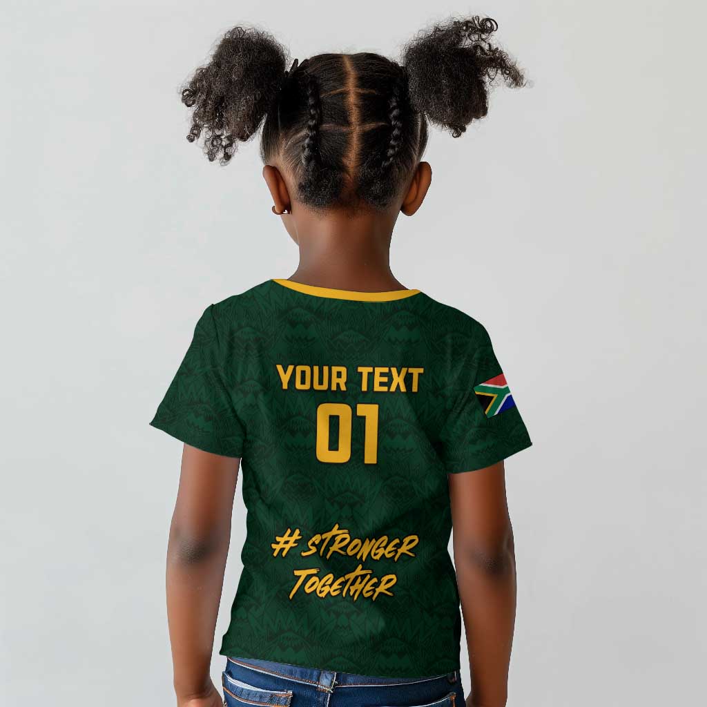 Custom South Africa Rugby Kid T shirt - Stronger Together, Stronger Forever, Bokke World Cup