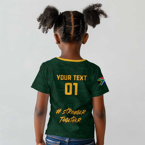 Custom South Africa Rugby Kid T shirt - Stronger Together, Stronger Forever, Bokke World Cup