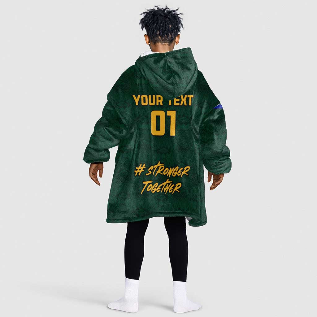 Custom South Africa Rugby KId Wearable Blanket Hoodie - Stronger Together, Stronger Forever, Bokke World Cup
