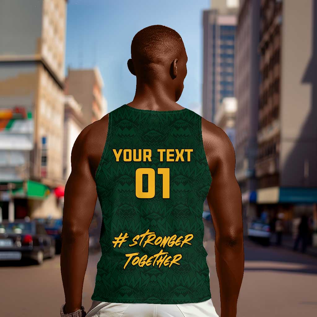 Custom South Africa Rugby Men Tank Top - Stronger Together, Stronger Forever, Bokke World Cup