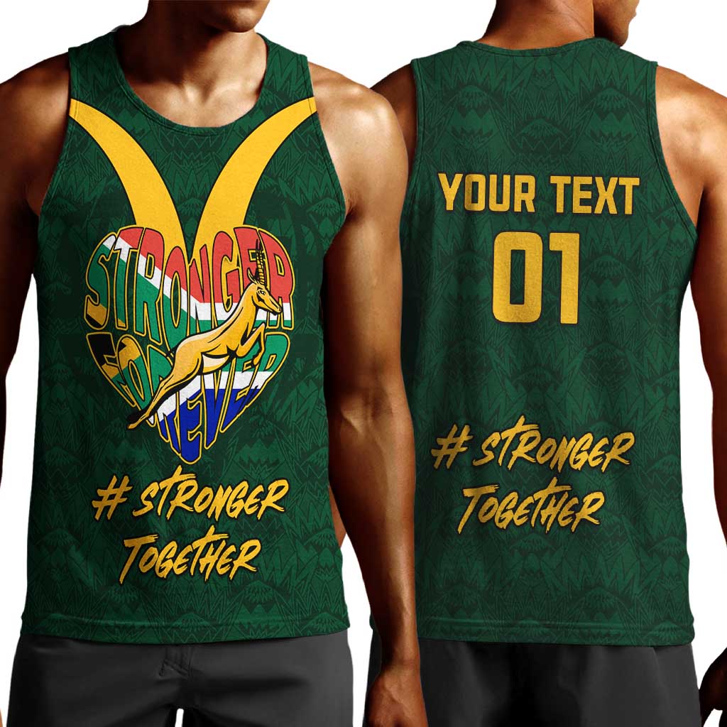 Custom South Africa Rugby Men Tank Top - Stronger Together, Stronger Forever, Bokke World Cup