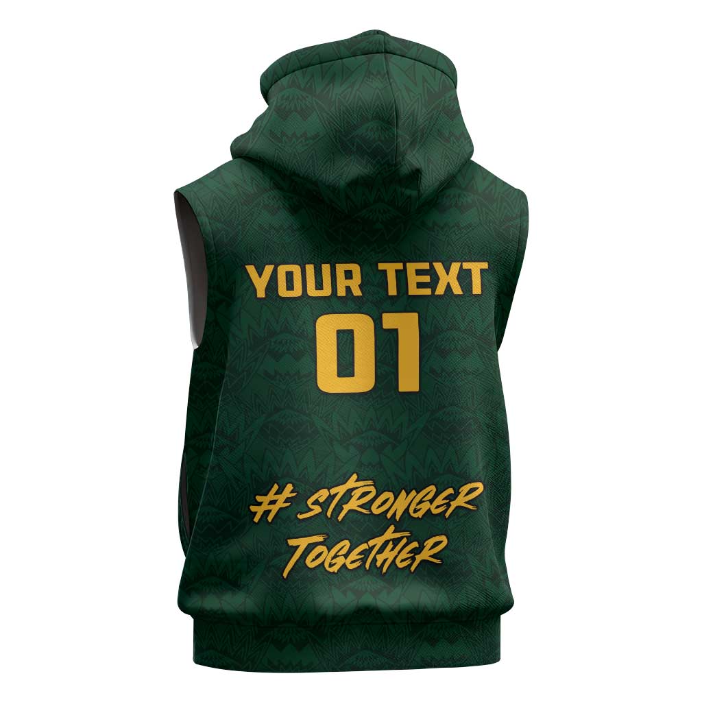 Custom South Africa Rugby Sleeveless Hoodie - Stronger Together, Stronger Forever, Bokke World Cup - African Pride