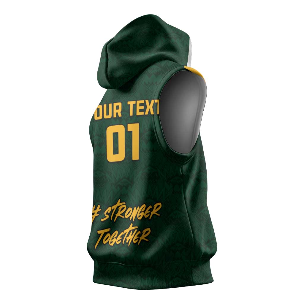 Custom South Africa Rugby Sleeveless Hoodie - Stronger Together, Stronger Forever, Bokke World Cup - African Pride