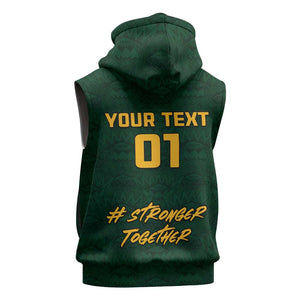 Custom South Africa Rugby Sleeveless Zip Hoodie - Stronger Together, Stronger Forever, Bokke World Cup - African Pride
