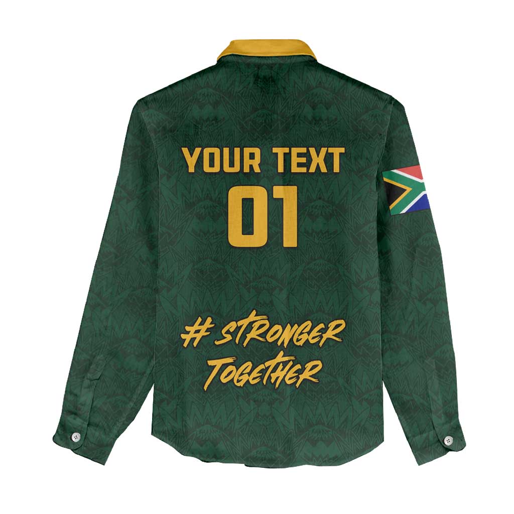 Custom South Africa Rugby Women Casual Shirt - Stronger Together, Stronger Forever, Bokke World Cup LT01