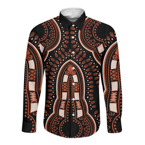 African Dashiki Long Sleeve Button Shirt Afro Vintage Pattern