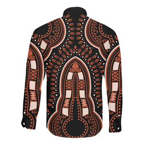 African Dashiki Long Sleeve Button Shirt Afro Vintage Pattern