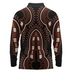 African Dashiki Long Sleeve Polo Shirt Afro Vintage Pattern