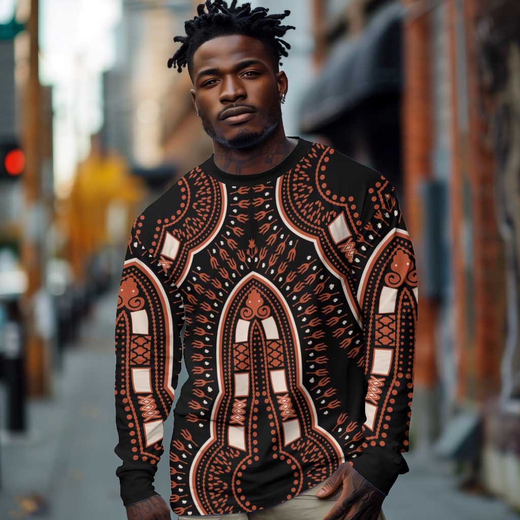 African Dashiki Long Sleeve Shirt Afro Vintage Pattern LT01