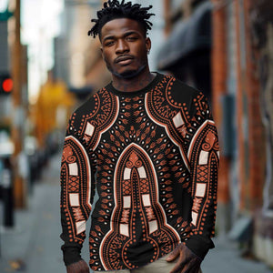 African Dashiki Long Sleeve Shirt Afro Vintage Pattern LT01