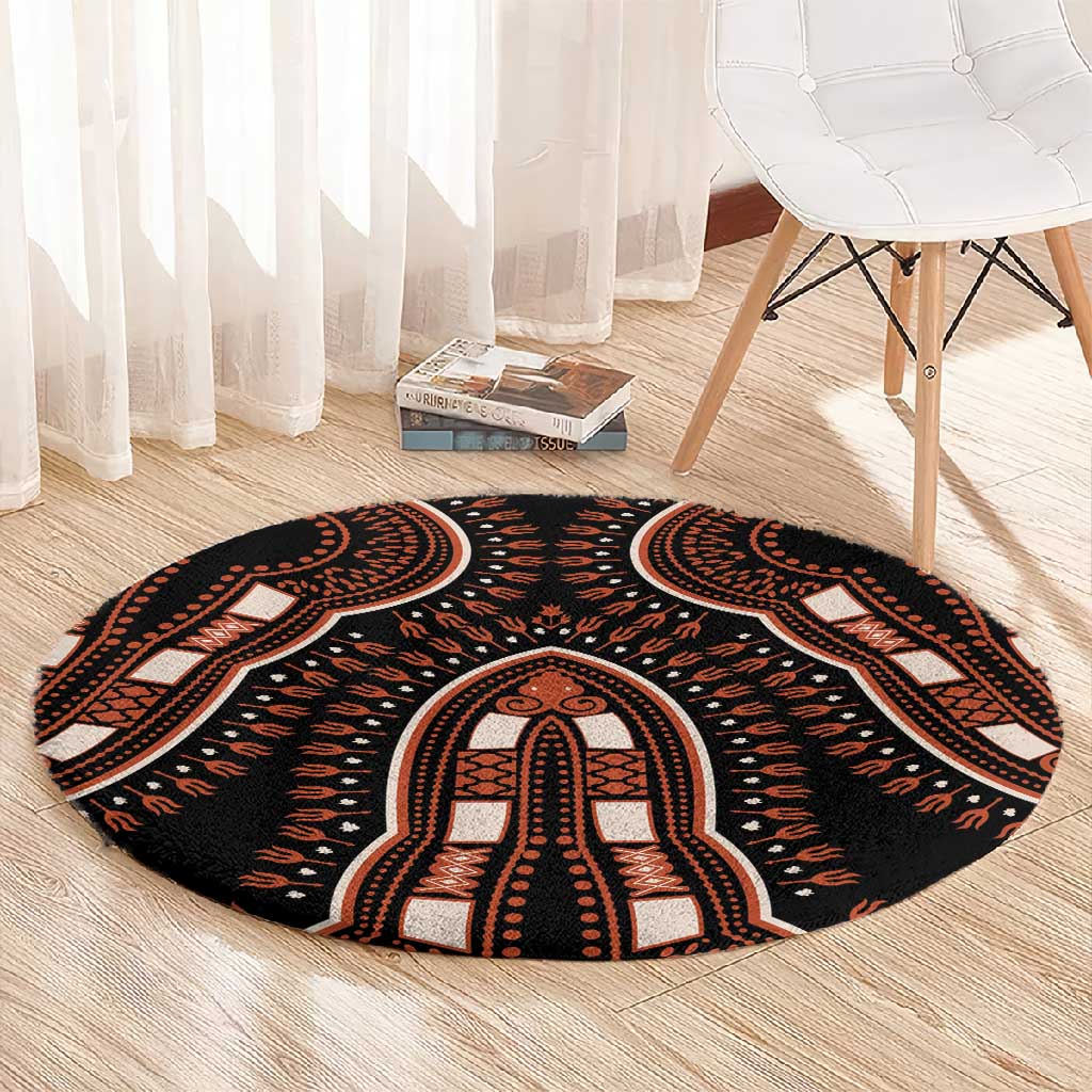 African Dashiki Round Carpet Afro Vintage Pattern