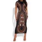 African Dashiki Short Sleeve Bodycon Dress Afro Vintage Pattern LT01