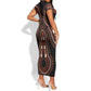 African Dashiki Short Sleeve Bodycon Dress Afro Vintage Pattern LT01