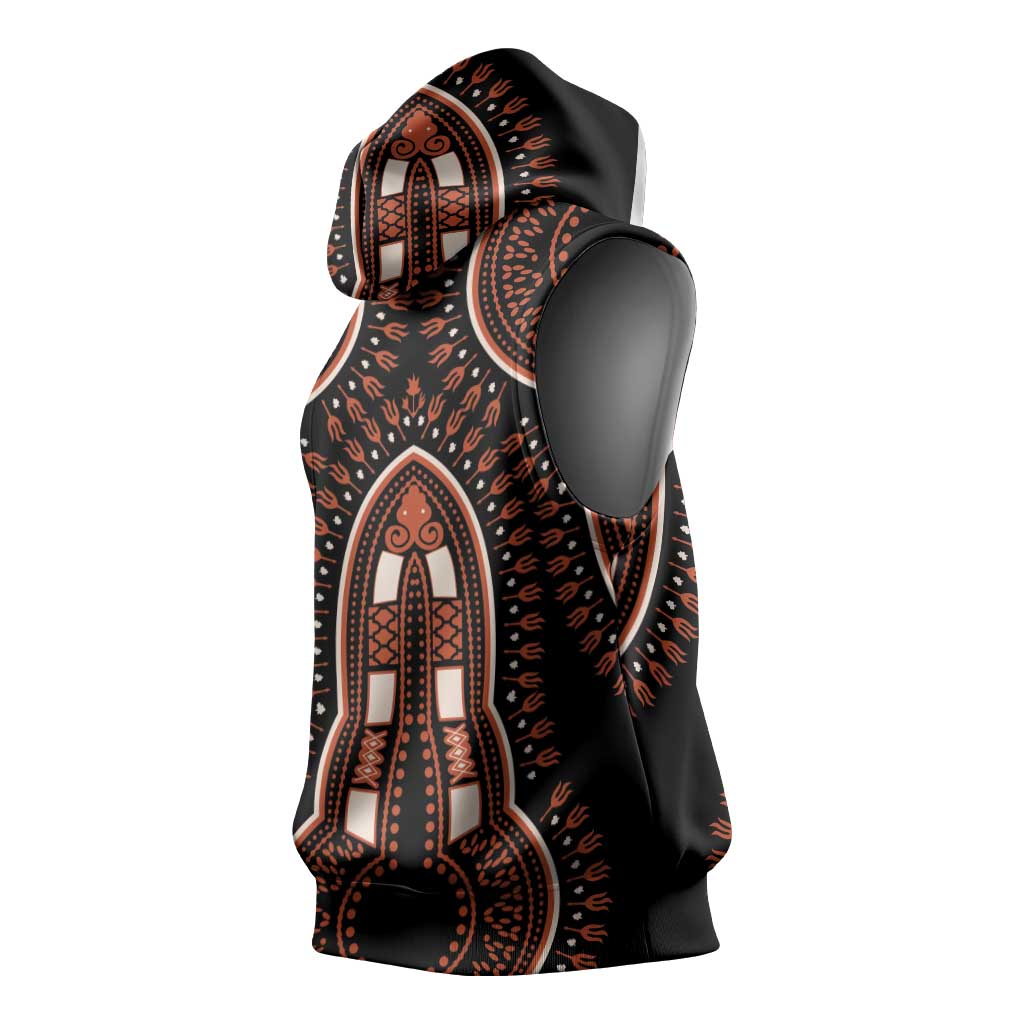 African Dashiki Sleeveless Hoodie Afro Vintage Pattern - African Pride