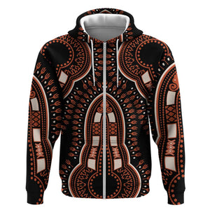 African Dashiki Zip Hoodie Afro Vintage Pattern