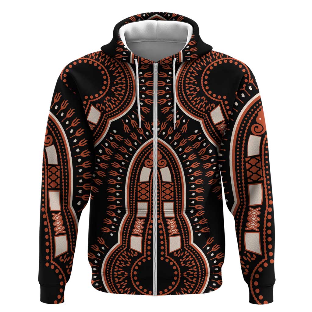 African Dashiki Zip Hoodie Afro Vintage Pattern
