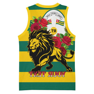 Togo Independence Day Basketball Jersey Lion With Rosa Flag Style - African Pride